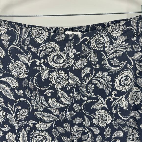 Jessica Simpson Navy Blue Floral Print Wide Leg Pants Large - Picture 3 of 13